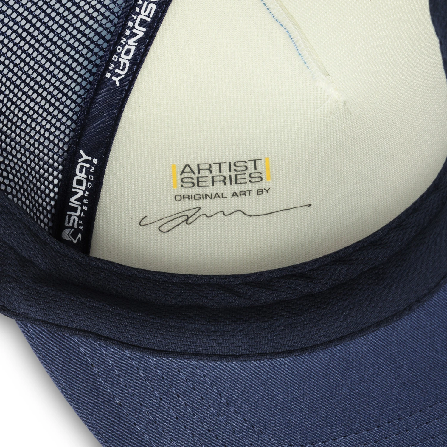 Everest Trucker Sunday Afternoons Everest Trucker -Sunday Afternoons Shop artist series trucker everest sweatband artist stamp detail ss21