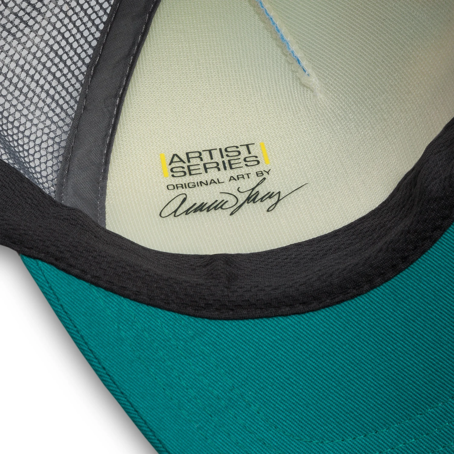 Kids' Rainbow Trout Trucker Sunday Afternoons Kids' Rainbow Trout Trucker -Sunday Afternoons Shop kids artist series trucker rainbow trout signature sweatband detail ss20