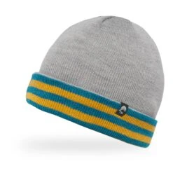 Sunday Afternoons Kids' Saturn Beanie -Sunday Afternoons Shop kids saturn beanie dark gold stripe cloud gray reversible fw21 2500px