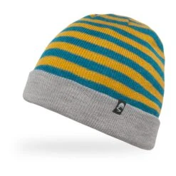 Sunday Afternoons Kids' Saturn Beanie -Sunday Afternoons Shop kids saturn beanie gold stripe cloud gray front fw21 2500px
